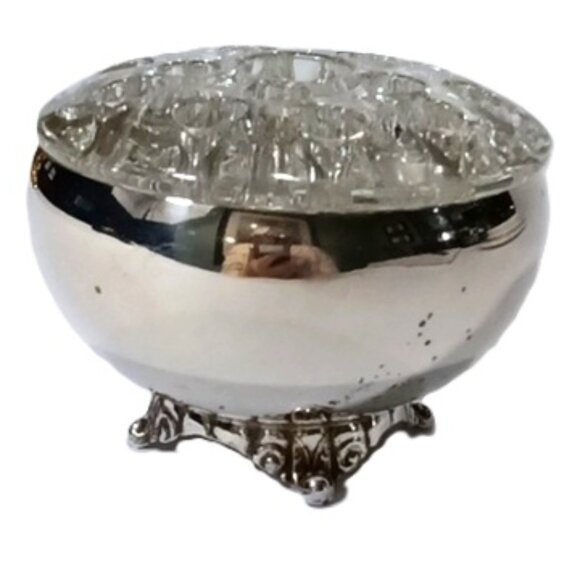Vtge Wm. A. Rogers S.P. Copper Footed Bowl w/ Glass Flower Frog - Made in Canada - Picture 1 of 5